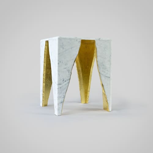 Raw Edge - Side Table | Tables by DFdesignLab - Nicola Di Froscia. Item composed of steel and marble in minimalism or modern style