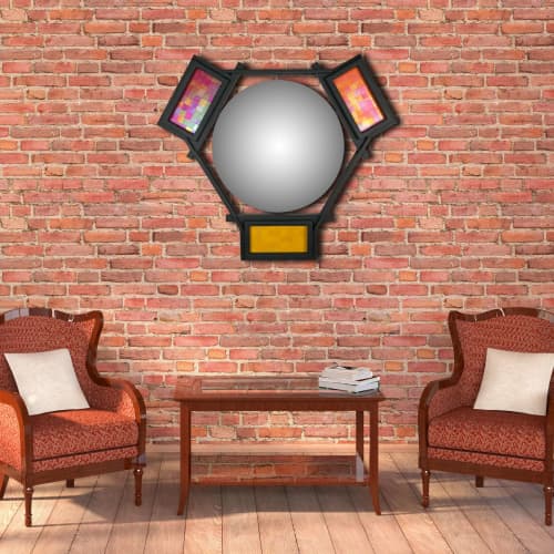 Hexagon Floating Mirror With Iridescent Glass | Decorative Objects by Sand & Iron