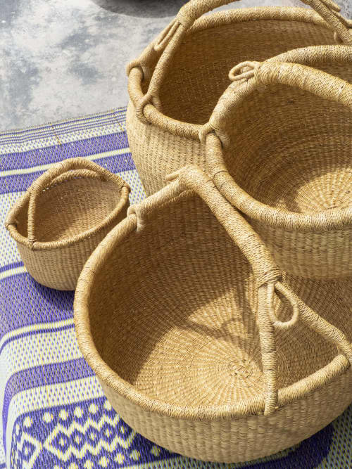 Kilika Natural Basket | Storage Basket in Storage by AKETEKETE. Item made of fiber compatible with boho and country & farmhouse style