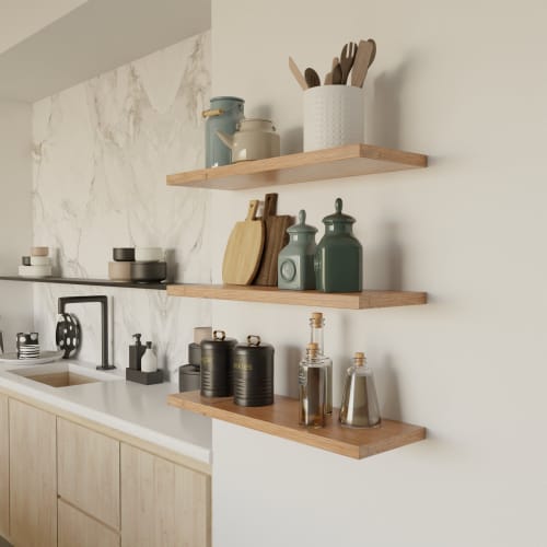 Custom Floating Kitchen Shelves, Rustic Wall Shelf | Ledge in Storage by Picwoodwork. Item composed of wood
