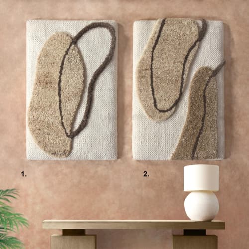 Handwoven Wool Wall Art Set, Abstract Textile Boho Decor, Neutral Fiber Panels | Wall Hangings by Swiflo