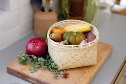 Storage Organizer with Rattan Rim | Storage Bin in Storage by NEEPA HUT. Item composed of wood