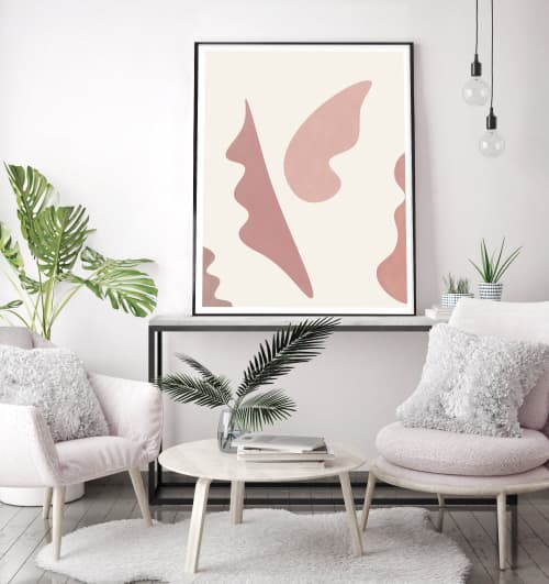 Minimal Scandinavian Abstract print in Nude Blush and Pink | Prints by Capricorn Press. Item composed of paper in boho or minimalism style