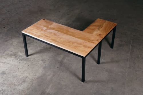 Straight Edge Maple "L" Desk | Tables by Urban Lumber Co.. Item composed of wood