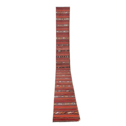 Vintage Turkish Oushak Extra Long and Narrow Kilim Runner | Runner Rug in Rugs by Vintage Pillows Store. Item composed of wool and fiber