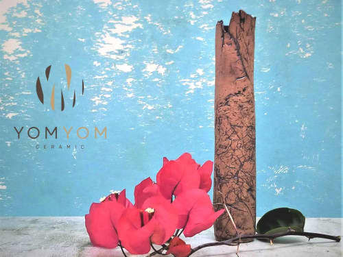 Contemporary Clay Vase, Tall Ceramic Flower Vase | Vases & Vessels by YomYomceramic. Item made of ceramic