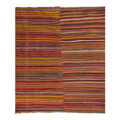 Oversized Vintage Striped Simple Design Turkish Boho Kilim | Area Rug in Rugs by Vintage Pillows Store. Item made of fiber