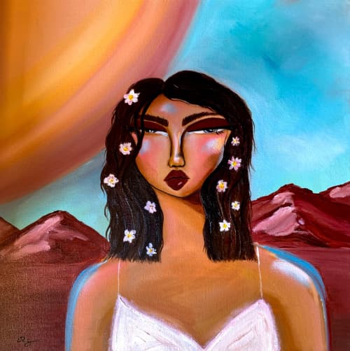 Flowers - 18"x18" | Oil And Acrylic Painting in Paintings by Amy Straley