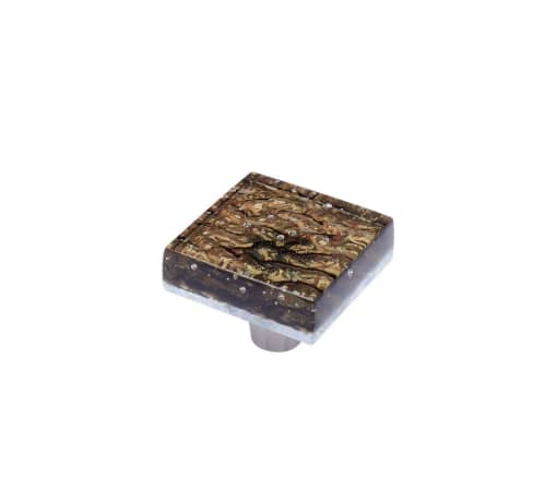 Pearl Black Gold Square Knob | Hardware by Windborne Studios. Item composed of glass