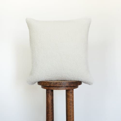 Off-White Curly Sheepskin Pillow 18x18 | Pillows by Vantage Design
