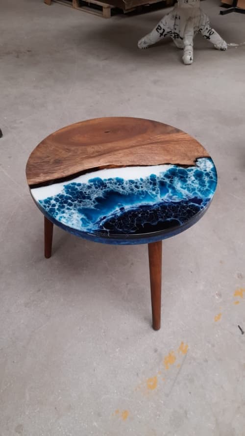 Epoxy Coffee Table - Resin End Table - Epoxy Coastal Table | Tables by Tinella Wood. Item made of walnut & synthetic compatible with contemporary and country & farmhouse style