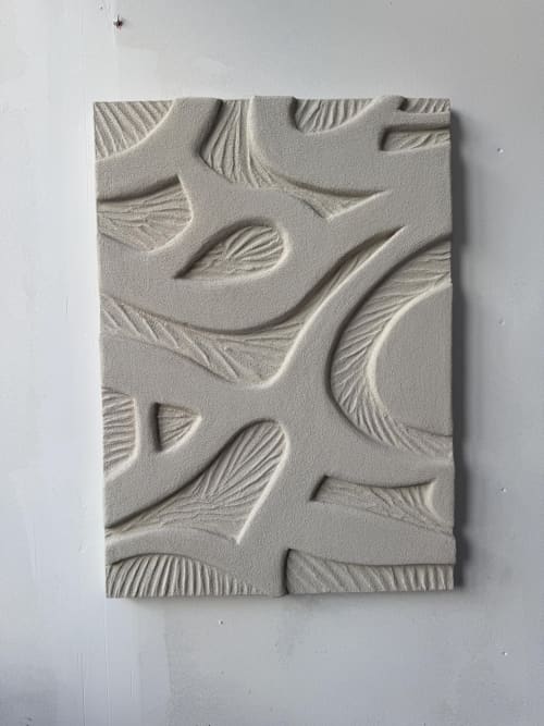 Sandy White Relief Wall Art: Modern 3D Texture Painting, Ornaments Bas-relief | Wall Sculpture in Wall Hangings by Vaiva Art Atelier