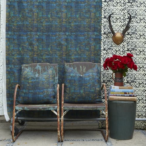 Tabernacle Waxed, Indigo | Fabric in Linens & Bedding by Philomela Textiles & Wallpaper. Item made of linen