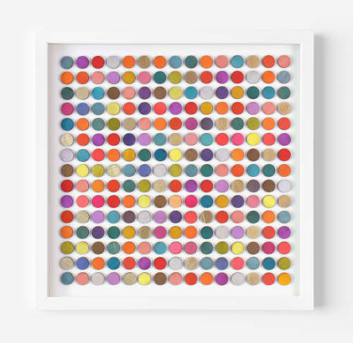 Two Hundred and Twenty Five 3D Painted Dots with Gold Painting | Collage in Paintings by Amelia Coward