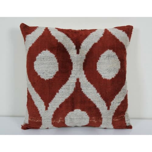 16" x 16" Velvet İkat Pillow,Handmade Uzbek Decorative | Cushion in Pillows by Vintage Pillows Store. Item composed of cotton