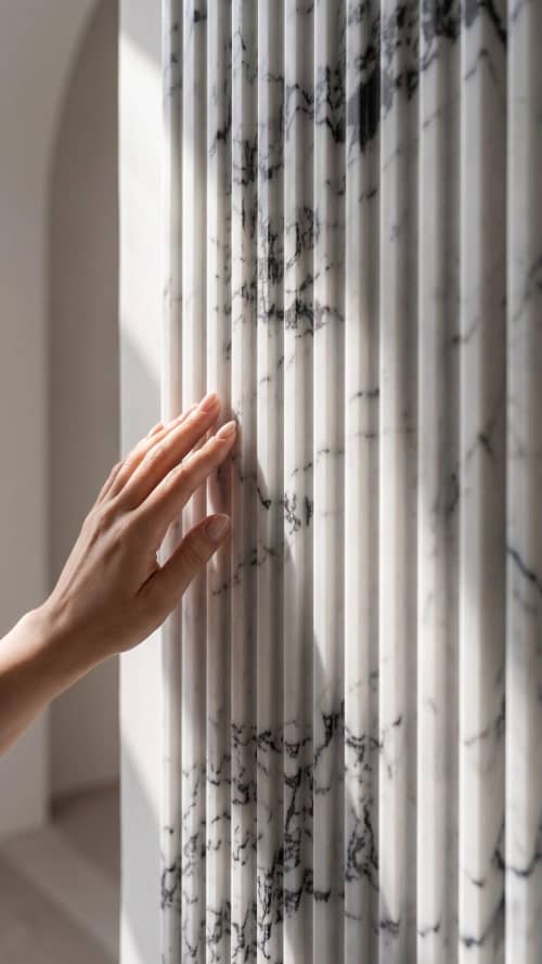 Custom Size Fluted Marble Wall Cladding Panel | Water Fixtures by AYMARBLEDESIGN LLC