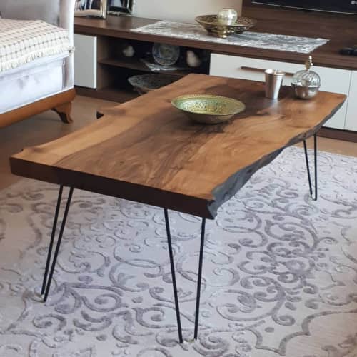 Live Edge Custom Solid Wooden End Coffee Table | Tables by Ironscustomwood. Item composed of walnut and metal