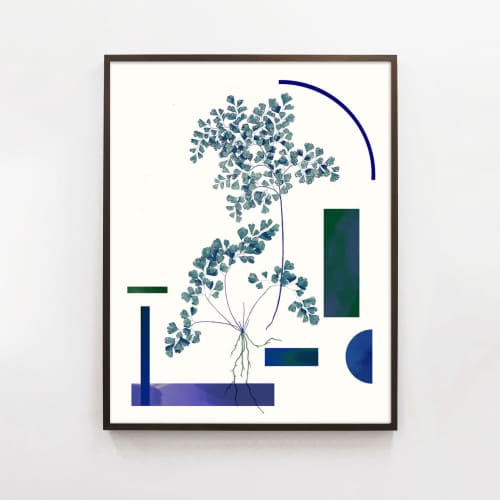 Botanical Collage Print with Abstract Geometric Shapes, Art | Prints by Capricorn Press. Item composed of paper compatible with boho and minimalism style