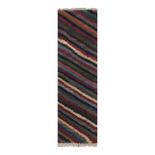 Vintage Colorful Long Pile Turkish Shaggy Runner | Runner Rug in Rugs by Vintage Pillows Store. Item composed of fabric & fiber