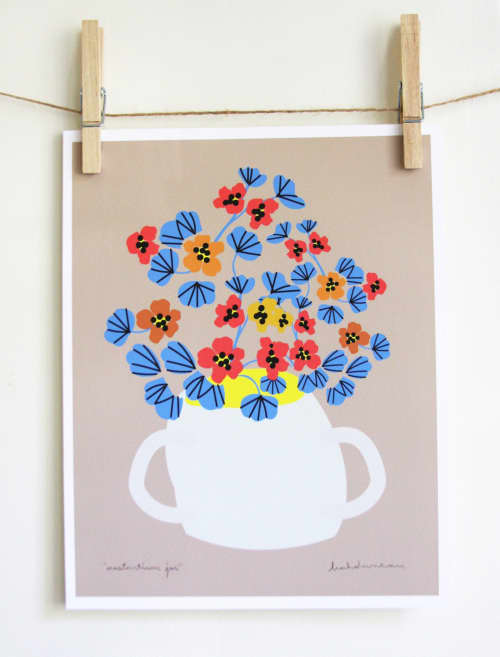 Nasturtium Jar Print | Prints by Leah Duncan. Item made of paper works with mid century modern & contemporary style