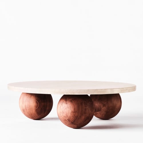 Sphere Round Sofa Table Travertino Bianco | Work by District Loom