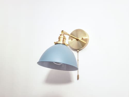 Pull Chain Directional, Wall Brass Sconce, Coastal Light | Sconces by Retro Steam Works. Item made of brass works with modern style