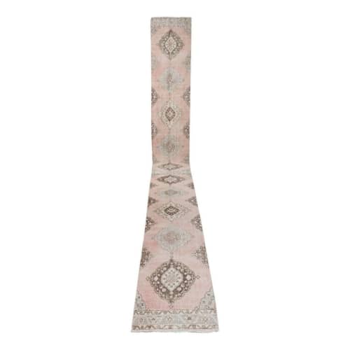 Neoclassical Style Vintage Turkish Oushak Runner, Extra-Long | Runner Rug in Rugs by Vintage Pillows Store. Item composed of wool and fiber
