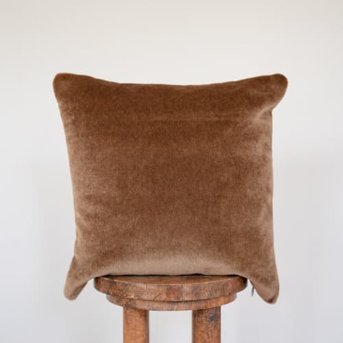 Golden Brown Mohair with Golden Alpaca Pillow 18x18 | Pillows by Vantage Design