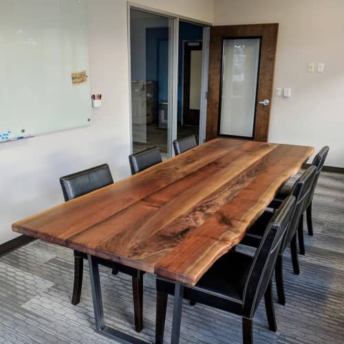 Dark Walnut Live Edge Table | Dining Table in Tables by Ironscustomwood. Item composed of walnut & metal