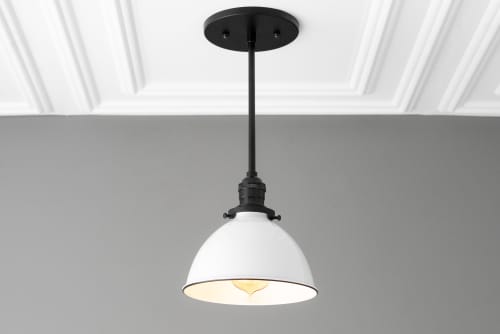 White Pendant Light - Farmhouse Lighting - Model No. 8808 | Pendants by Peared Creation. Item composed of brass