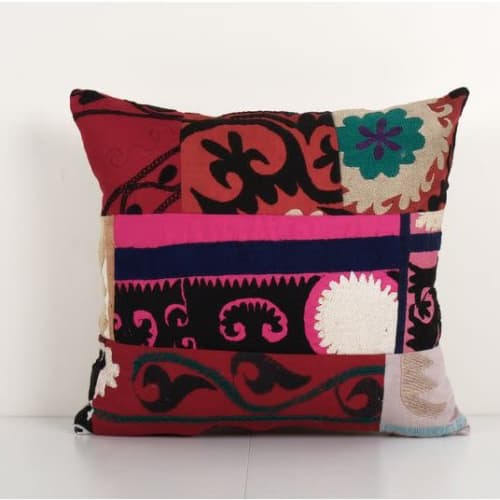 Suzani Pillow Fashioned from Uzbek Textile - Square Samarkan | Cushion in Pillows by Vintage Pillows Store