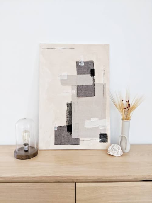 Original XL Mixed Media Painting | Fiber Art and Acrylic | Oil And Acrylic Painting in Paintings by Damaris Kovach. Item composed of cotton and synthetic