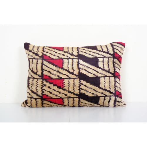 Christmas Gift Pillow, Labyrinth Design Silk Ikat Velvet | Pillows by Vintage Pillows Store. Item made of cotton