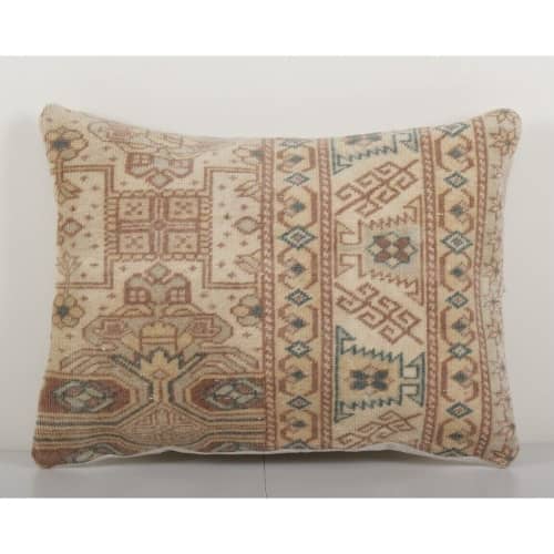 Muted Carpet Rug Pillow, Faded Ethnic Turkish Yastik Cushion | Sham in Linens & Bedding by Vintage Pillows Store. Item made of cotton with fiber