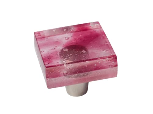 Millennial Pink Rose Quartz Glass Square Knob | Hardware by Windborne Studios. Item made of glass