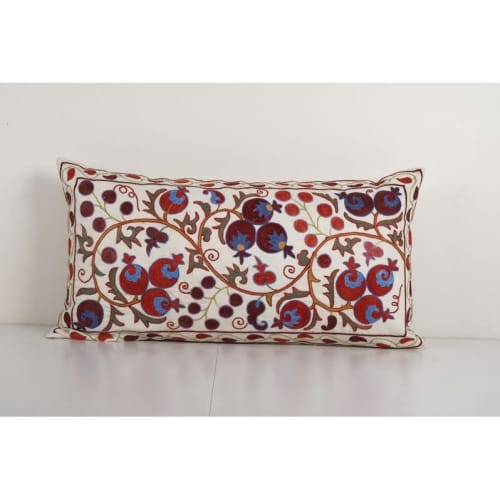 Vintage Floral Suzani Pastel Pillow Fashioned from a Mid-20t | Cushion in Pillows by Vintage Pillows Store
