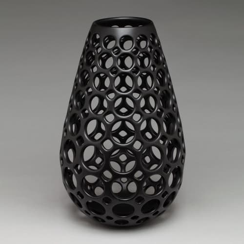 Elongated Teardrop Lace Vessel - Black | Decorative Objects by Lynne Meade