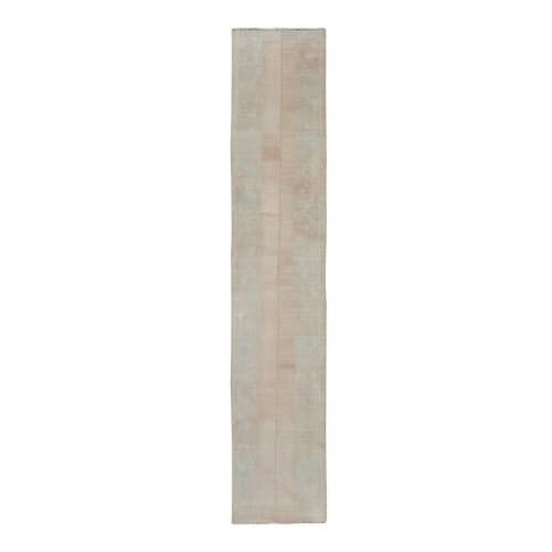 1970s Vıntage Faded Turkish Oushak Handmade Wool Runner Rug | Rugs by Vintage Pillows Store. Item composed of wool & fiber