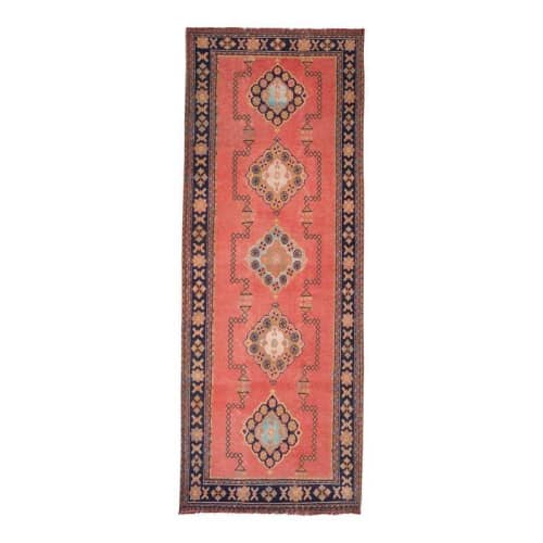 Rustic Style Vintage Turkish Oushak Wide Runner | Runner Rug in Rugs by Vintage Pillows Store. Item composed of cotton & fiber