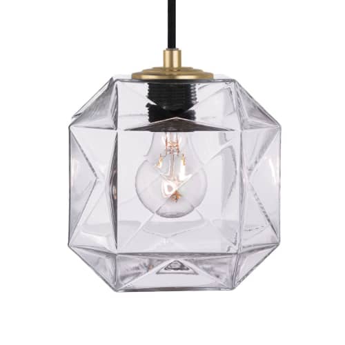 MIMO CUBE Pendant | Pendants by Oggetti Designs. Item composed of brass and glass