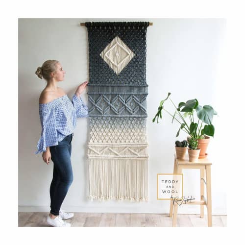 Macrame Wall Hanging - Dyed Diamond Tapestry - "Doris" | Wall Hangings by Rianne Aarts. Item composed of cotton
