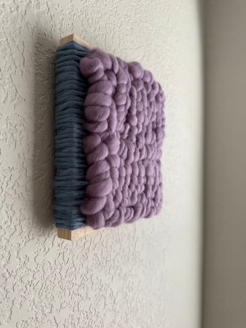 Woven Tile- Fluff- Light Blue and Light Purple | Wall Sculpture in Wall Hangings by Mpwovenn Fiber Art by Mindy Pantuso