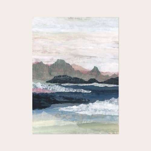 Blooming Skies - Art Print of Neutral Coastal Landscape | Prints in Paintings by Lara Eckerman Art