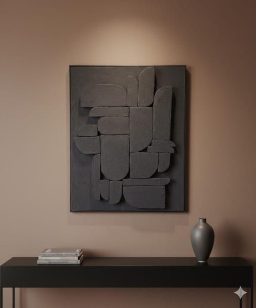 Unique Framed 3D Painting - Modern Sculptural Painting - Plaster Wall Art - Geometric Wall Decor | Wall Sculpture in Wall Hangings by Vaiva Art Atelier