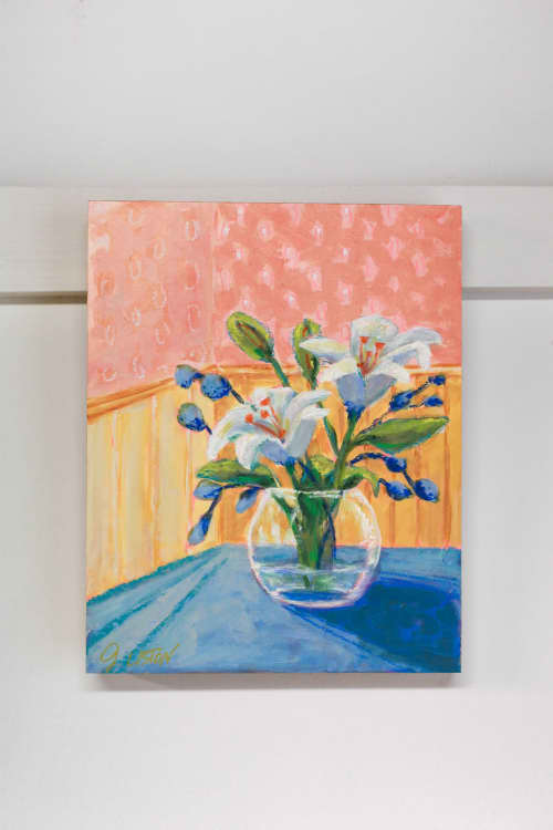 Table Lilies | Oil And Acrylic Painting in Paintings by JoAnna Liston | Lily Field Studio. Item composed of birch wood in boho or country & farmhouse style