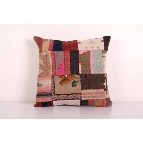 Vintage Turkish Handmade Patchwork Cushion, Flat-Weave Kilim | Pillows by Vintage Pillows Store