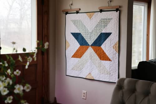 Modern Handmade Baby Quilt - Floral X Pattern | Linens & Bedding by Hazel Oak Farms. Item made of cotton