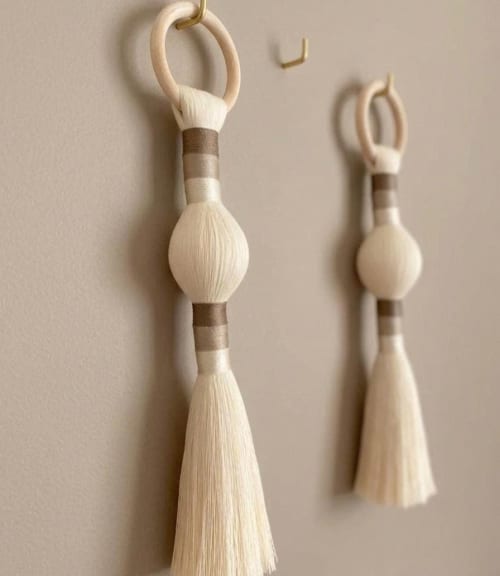 Macrame Wall Hanging Set Minimal Boho Wall Decor Wooden Ring Fiber Art Handmade Neutral Home Decor Tassel Wall Hanging | Wall Hangings by İnanç Yılmaz