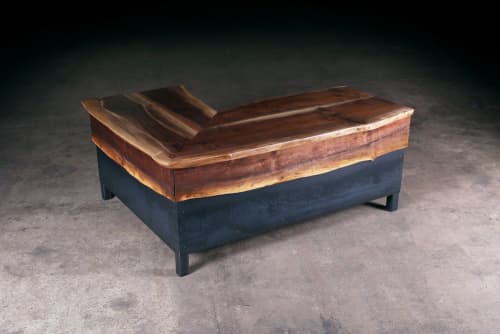 Live Edge Black Walnut Executive Desk | Tables by Urban Lumber Co.. Item made of walnut & steel