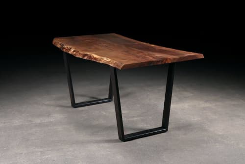 Live Edge Walnut Dining Table | Tables by Urban Lumber Co.. Item composed of walnut and steel